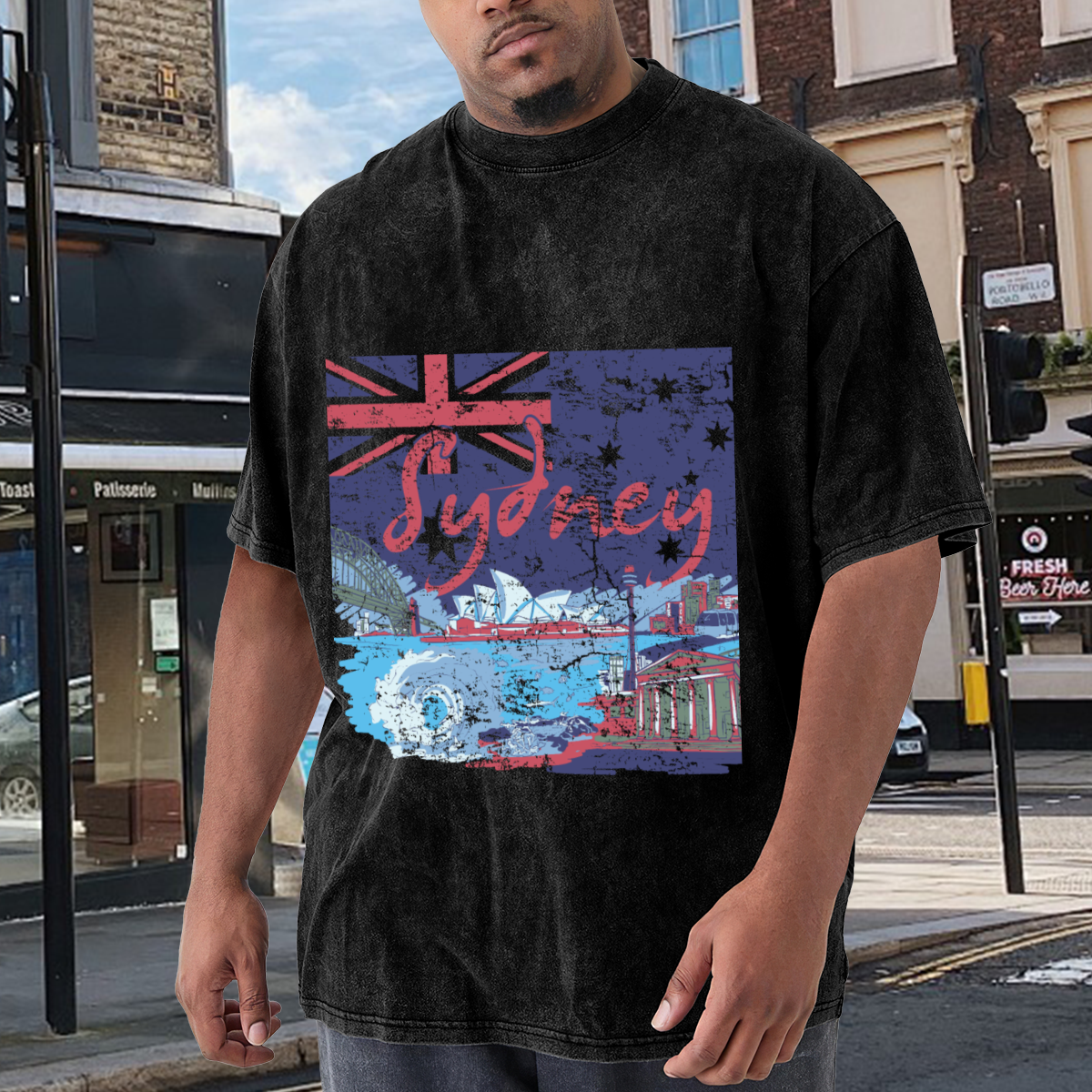 Sydney Australia Flag Retro Distressed Skyline T-Shirt