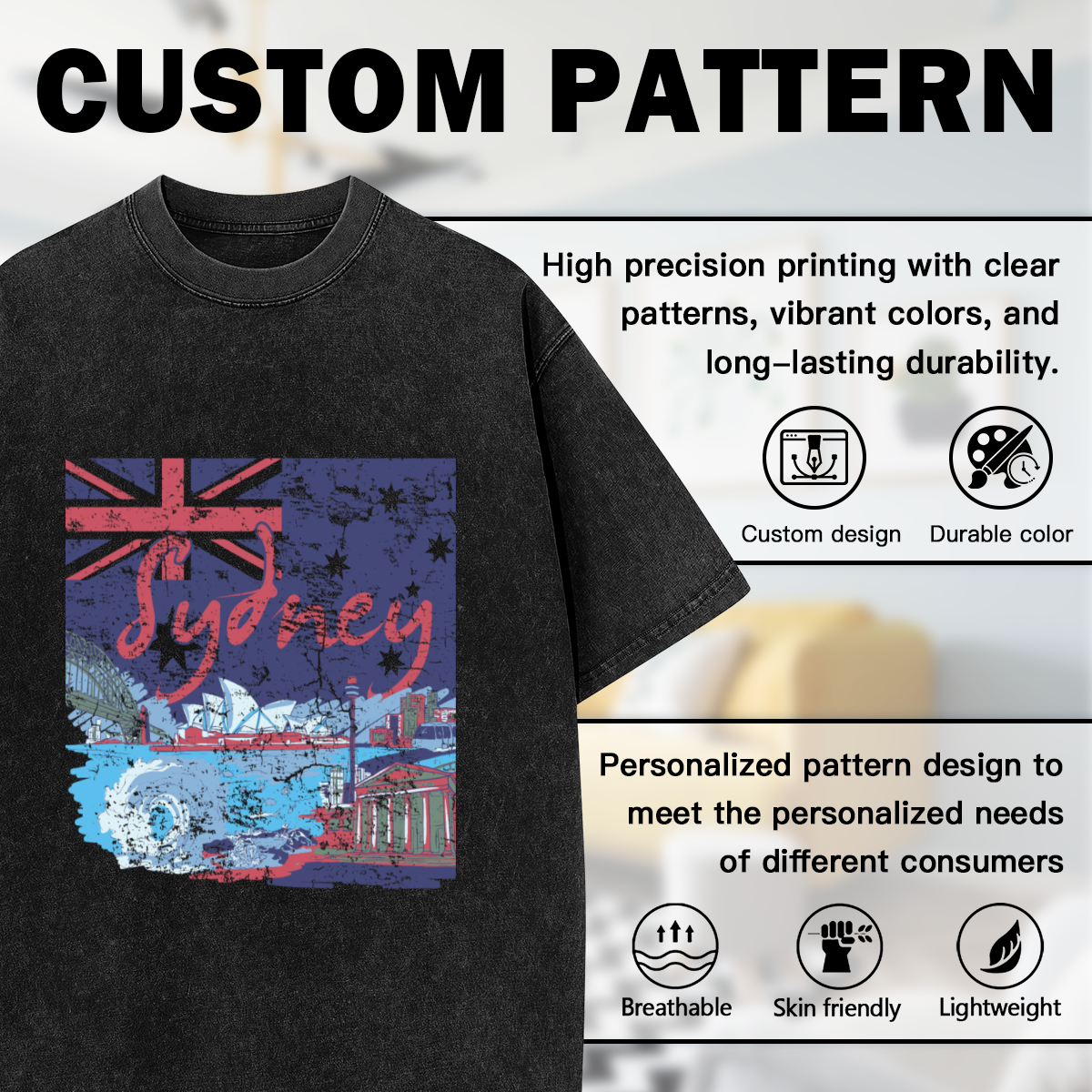 Sydney Australia Flag Retro Distressed Skyline T-Shirt