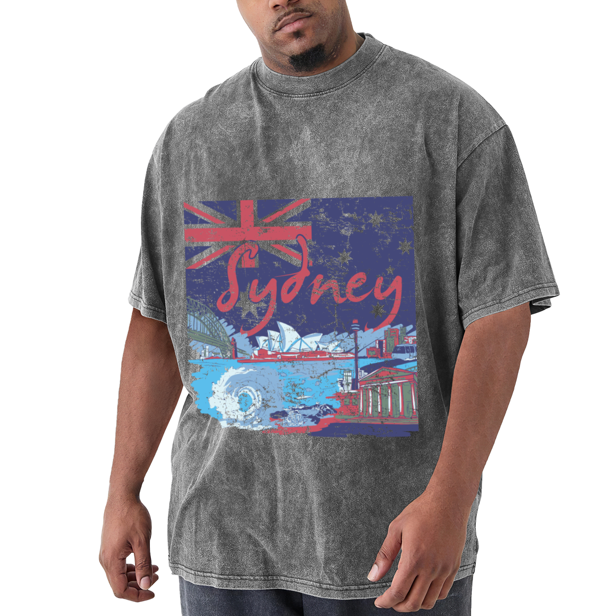 Sydney Australia Flag Retro Distressed Skyline T-Shirt