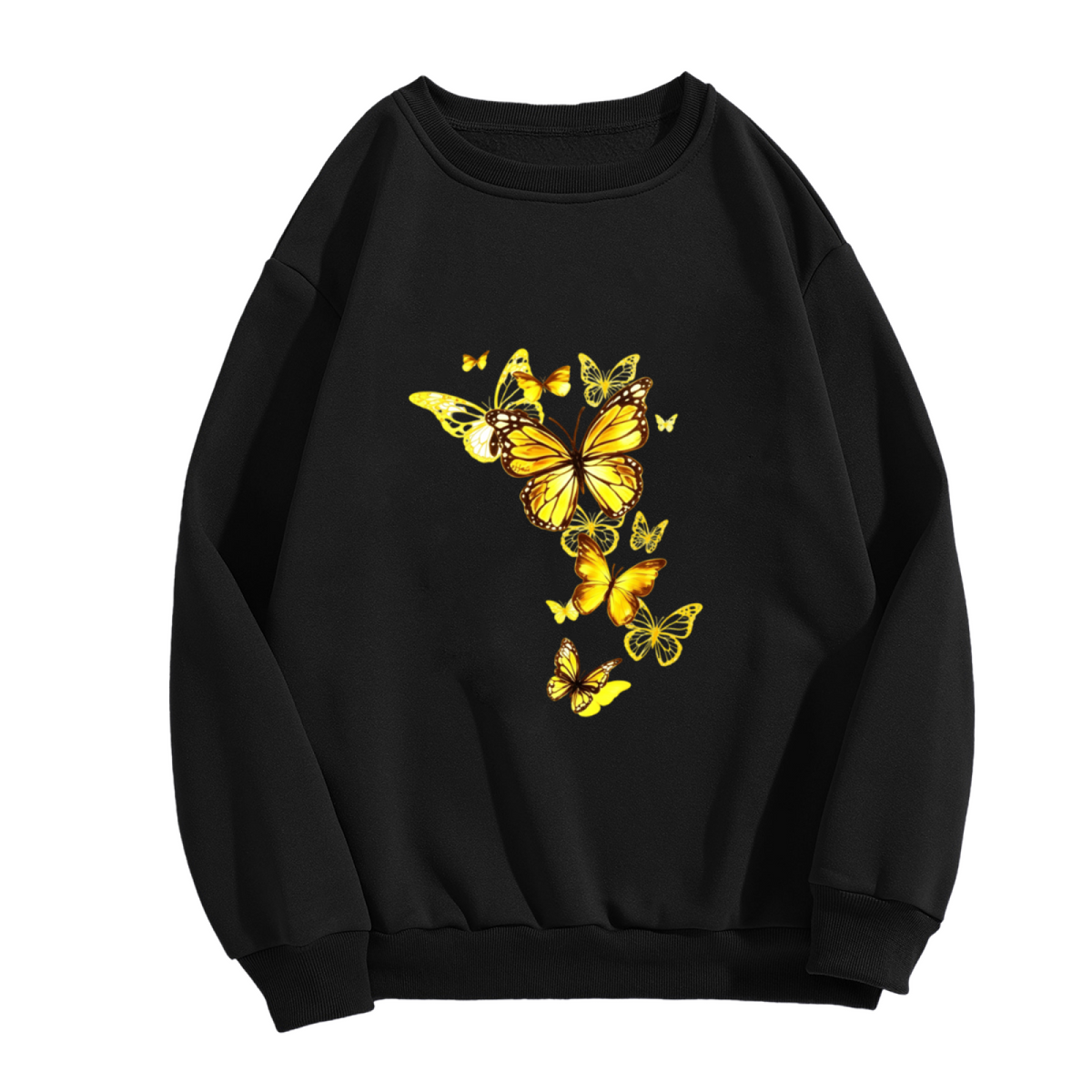 Glowing Golden Yellow Butterflies Art Print Crewneck Sweatshirt