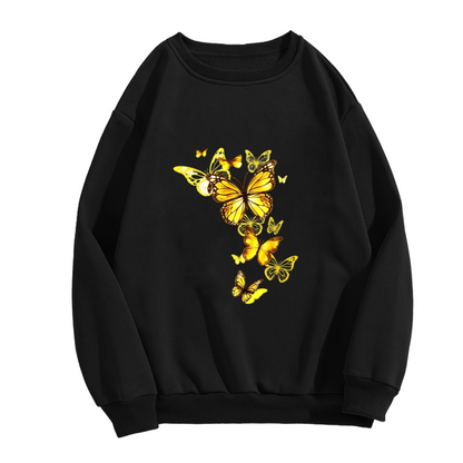 Glowing Golden Yellow Butterflies Art Print Crewneck Sweatshirt