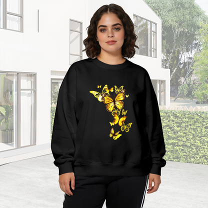 Glowing Golden Yellow Butterflies Art Print Crewneck Sweatshirt