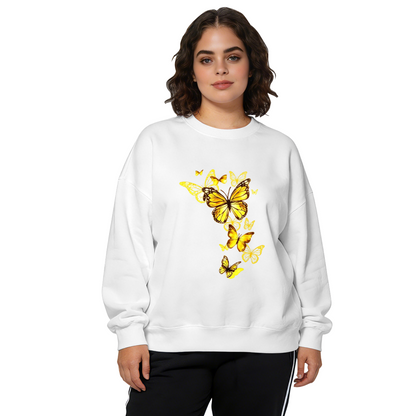 Glowing Golden Yellow Butterflies Art Print Crewneck Sweatshirt