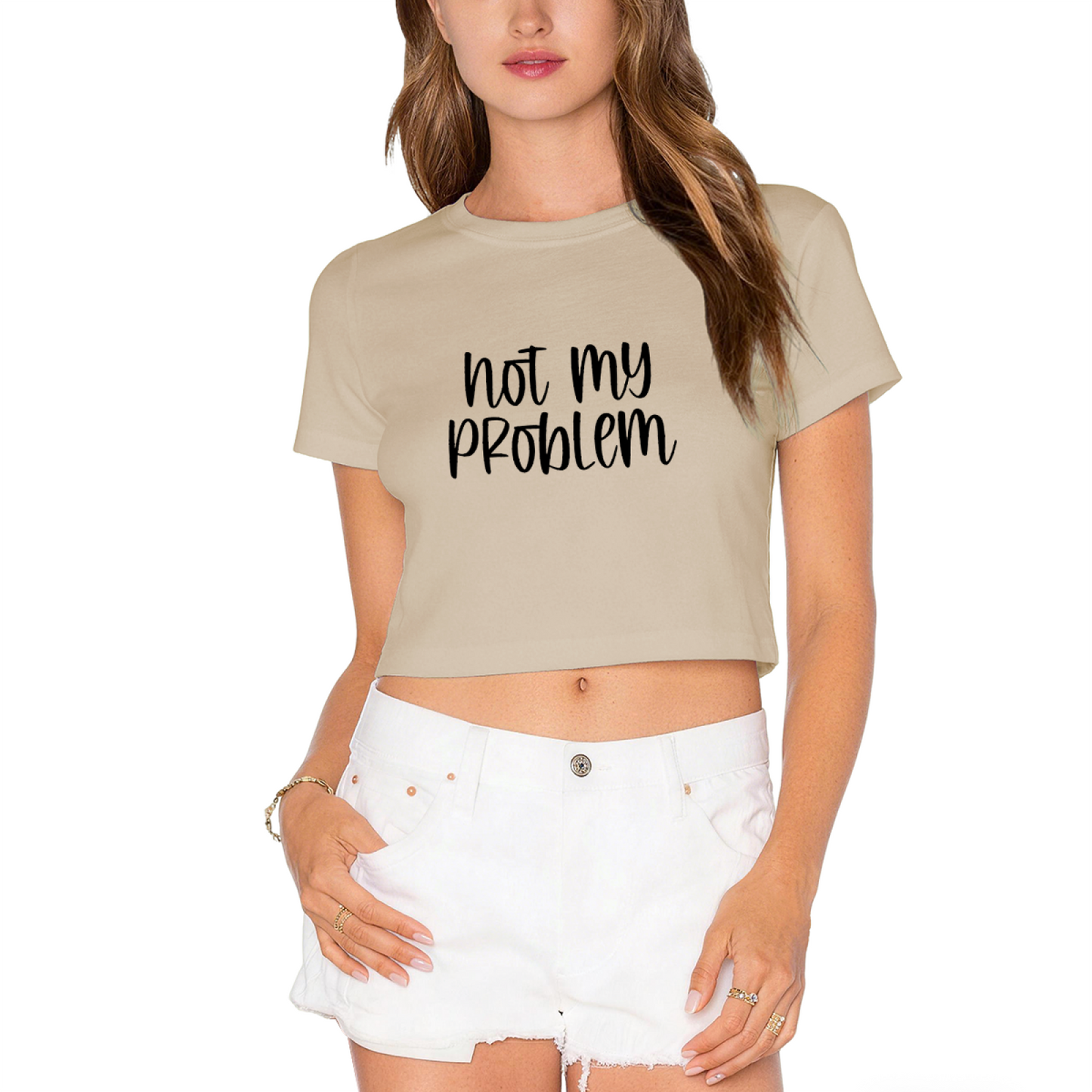 Not My Problem Chill Lazy Vibe Minimal Gray Crop Top
