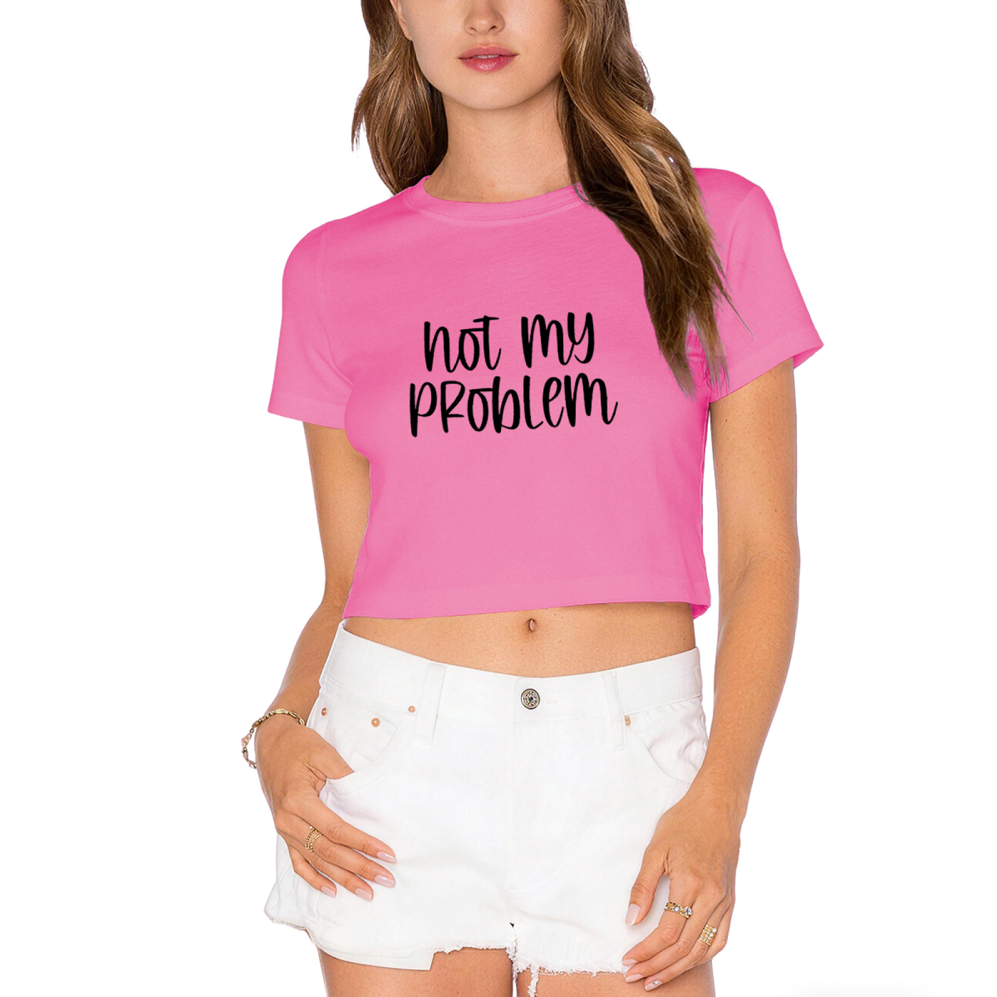 Not My Problem Chill Lazy Vibe Minimal Gray Crop Top