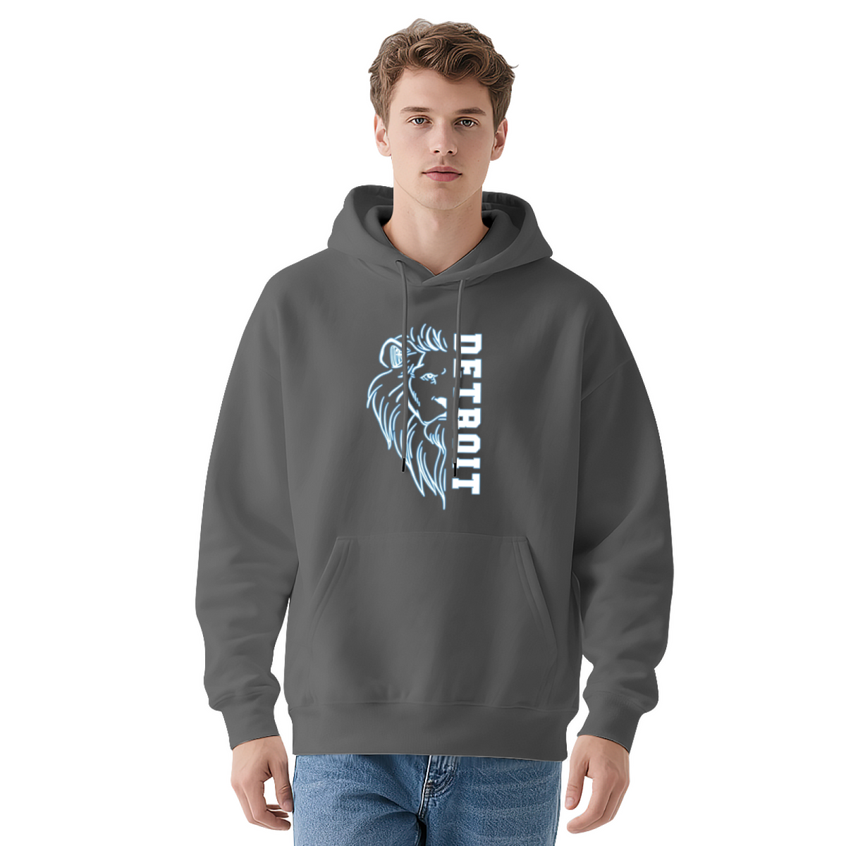 Fierce Detroit Lion Animal Graphic Street Hoodie