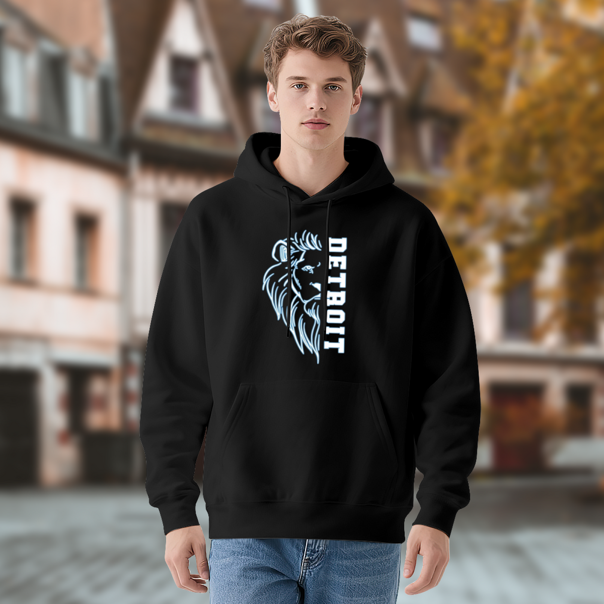 Fierce Detroit Lion Animal Graphic Street Hoodie