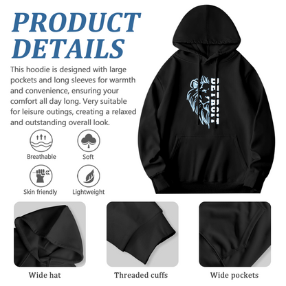 Fierce Detroit Lion Animal Graphic Street Hoodie