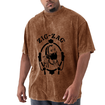 Zig-Zag Bearded Man Black Silhouette Streetwear Vintage T-Shirt