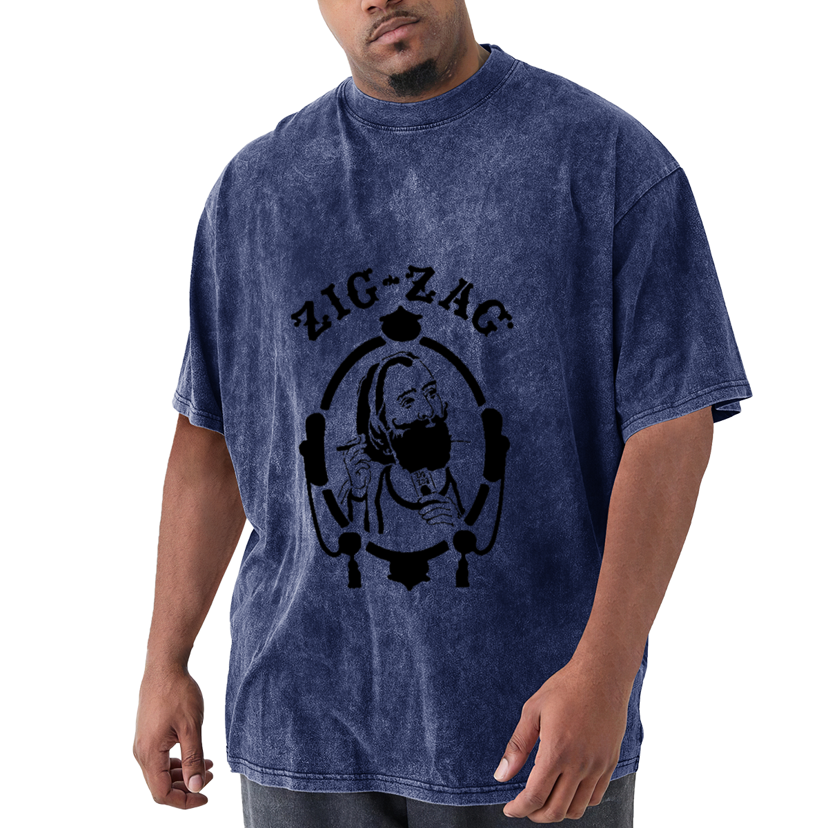 Zig-Zag Bearded Man Black Silhouette Streetwear Vintage T-Shirt