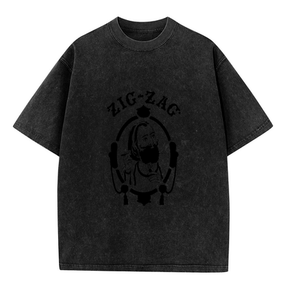 Zig-Zag Bearded Man Black Silhouette Streetwear Vintage T-Shirt