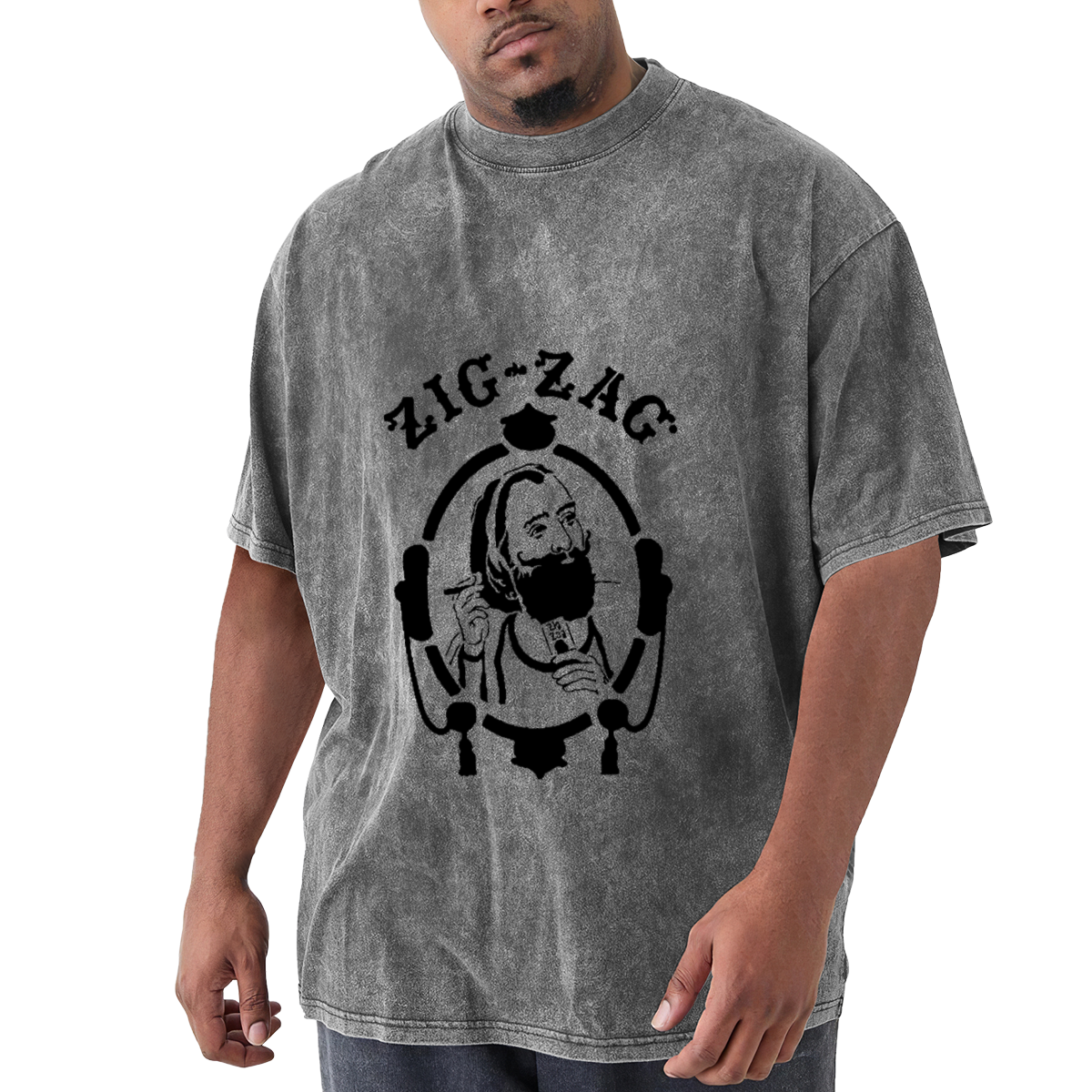 Zig-Zag Bearded Man Black Silhouette Streetwear Vintage T-Shirt