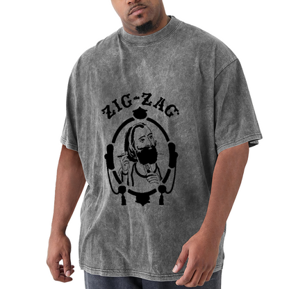Zig-Zag Bearded Man Black Silhouette Streetwear Vintage T-Shirt