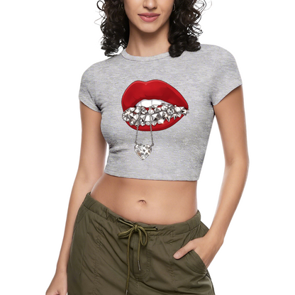 Spike Diamond Grill Red Lips Hot Pink Coquette Crop Top
