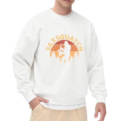 Saxsquatch Bigfoot Playing Saxophone Retro Crewneck Sweatshirt