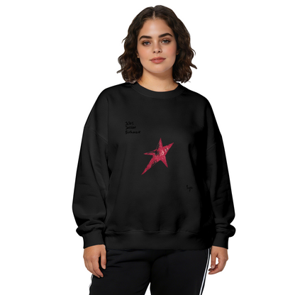 Retro Doodle Red Star Hand?Written Art Crewneck Sweatshirt
