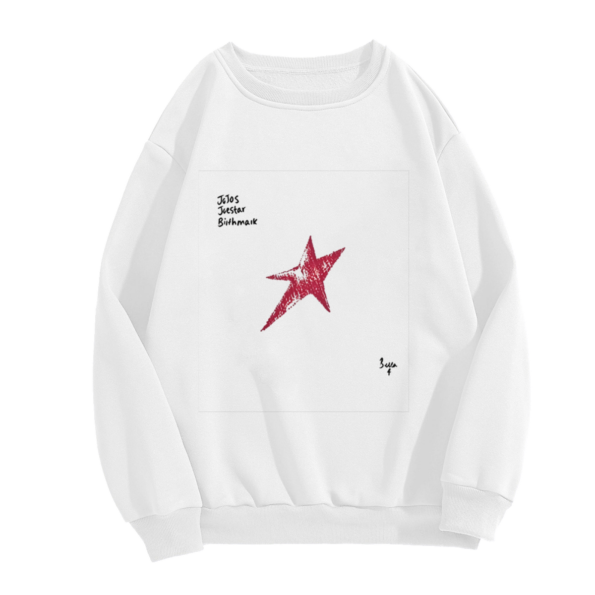 Retro Doodle Red Star Hand?Written Art Crewneck Sweatshirt