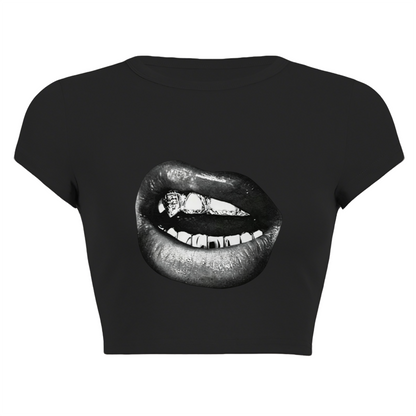 Grunge Metallic Grill Mouth Black Streetwear Crop Top