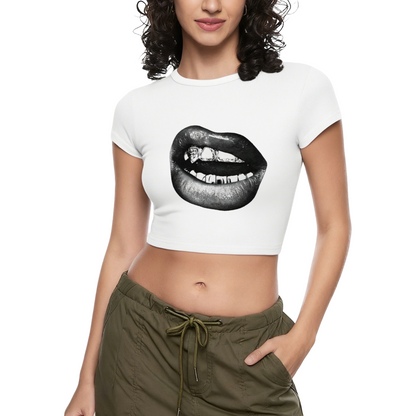 Grunge Metallic Grill Mouth Black Streetwear Crop Top