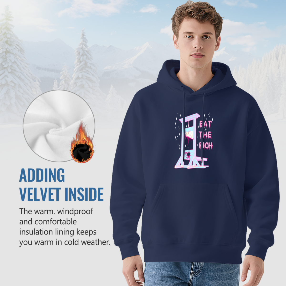 Pastel Eat The Rich Guillotine Navy Hoodie