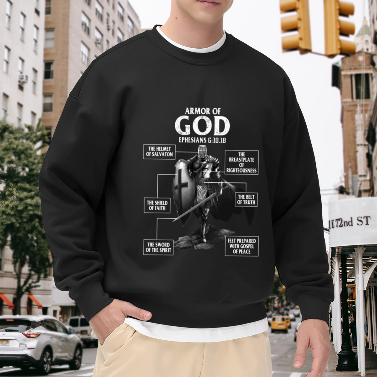 Full Armor Of God Ephesians 6:10 Knight Graphic Sweatshirt