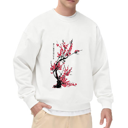 Japanese Red Plum Blossom Ink Wash Art Sweatshirt