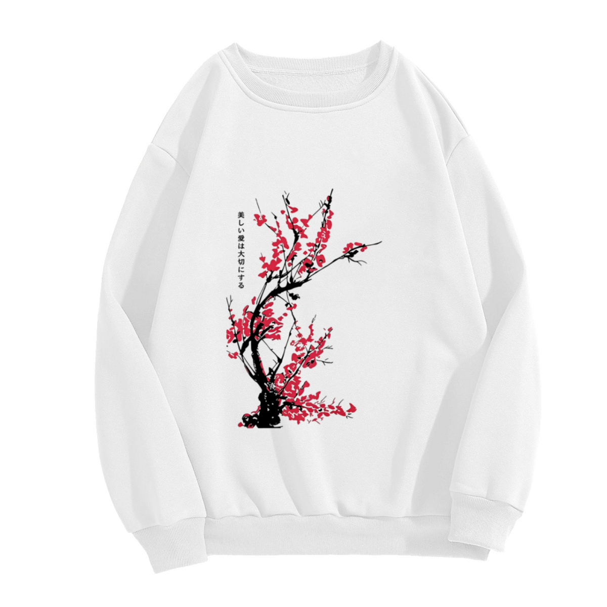 Japanese Red Plum Blossom Ink Wash Art Sweatshirt