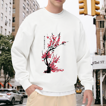 Japanese Red Plum Blossom Ink Wash Art Sweatshirt