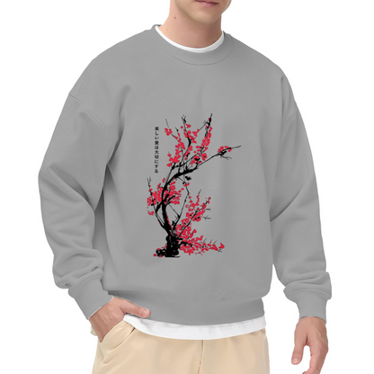 Japanese Red Plum Blossom Ink Wash Art Sweatshirt
