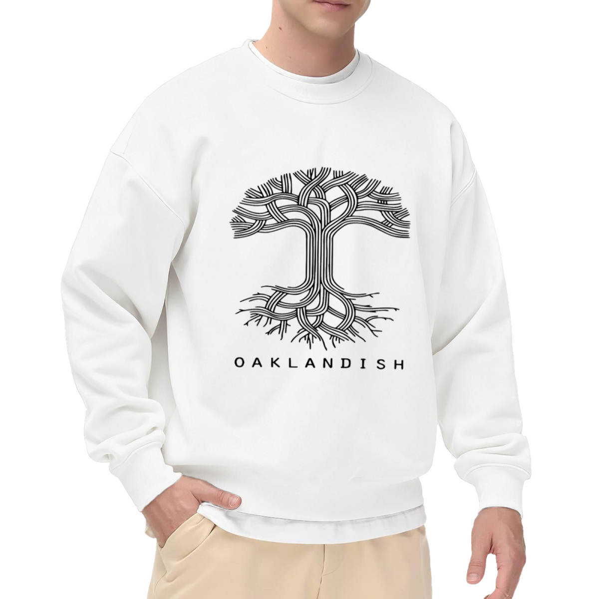 Oaklandish Tree Roots Minimal Line Art Crewneck Sweatshirt