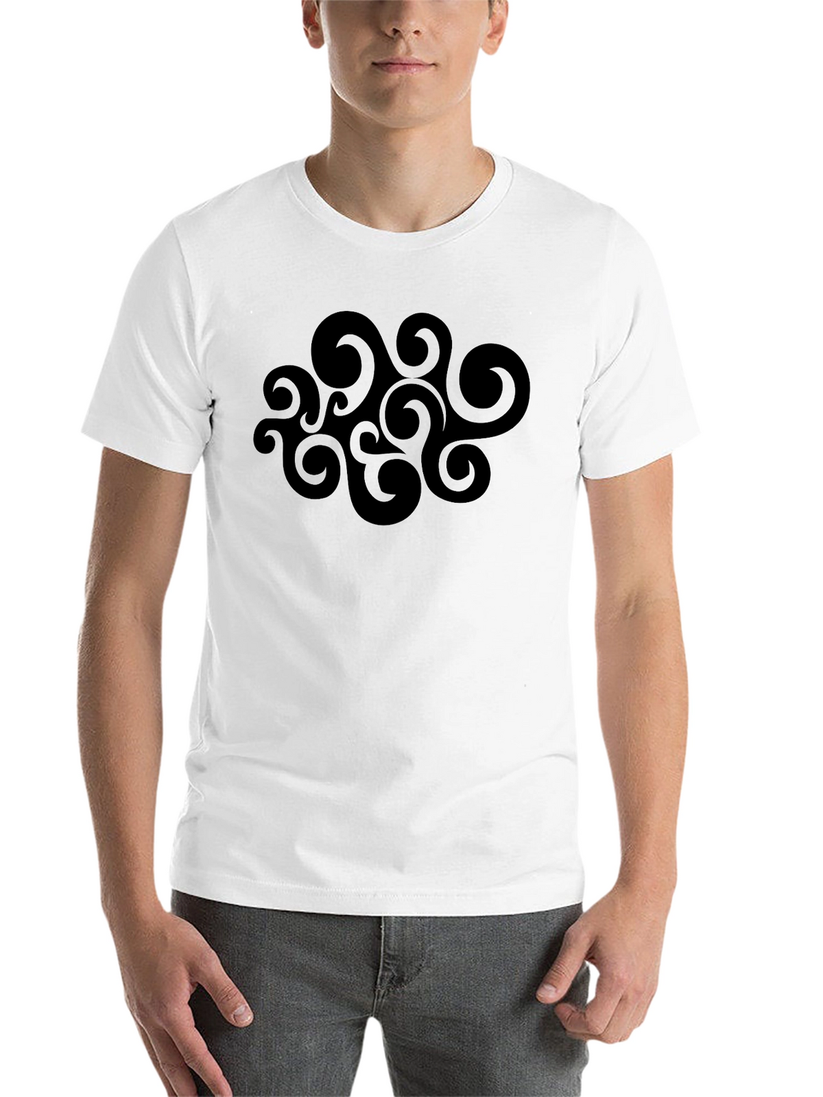 Abstract Swirl Graphic Black T-Shirt