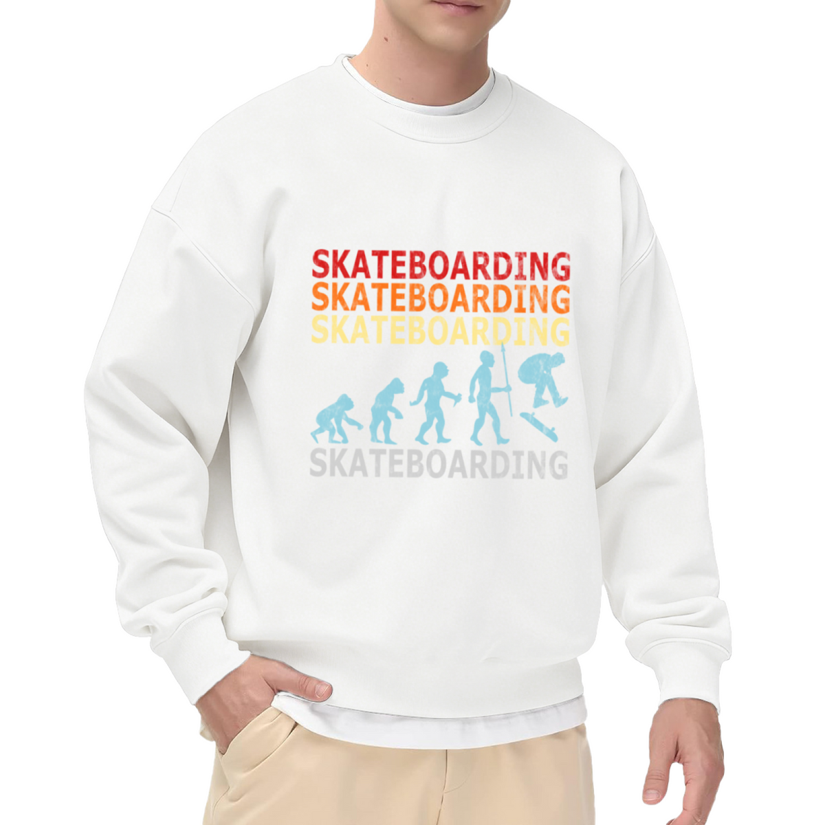 Skateboarding Evolution Retro Skater Crewneck Sweatshirt