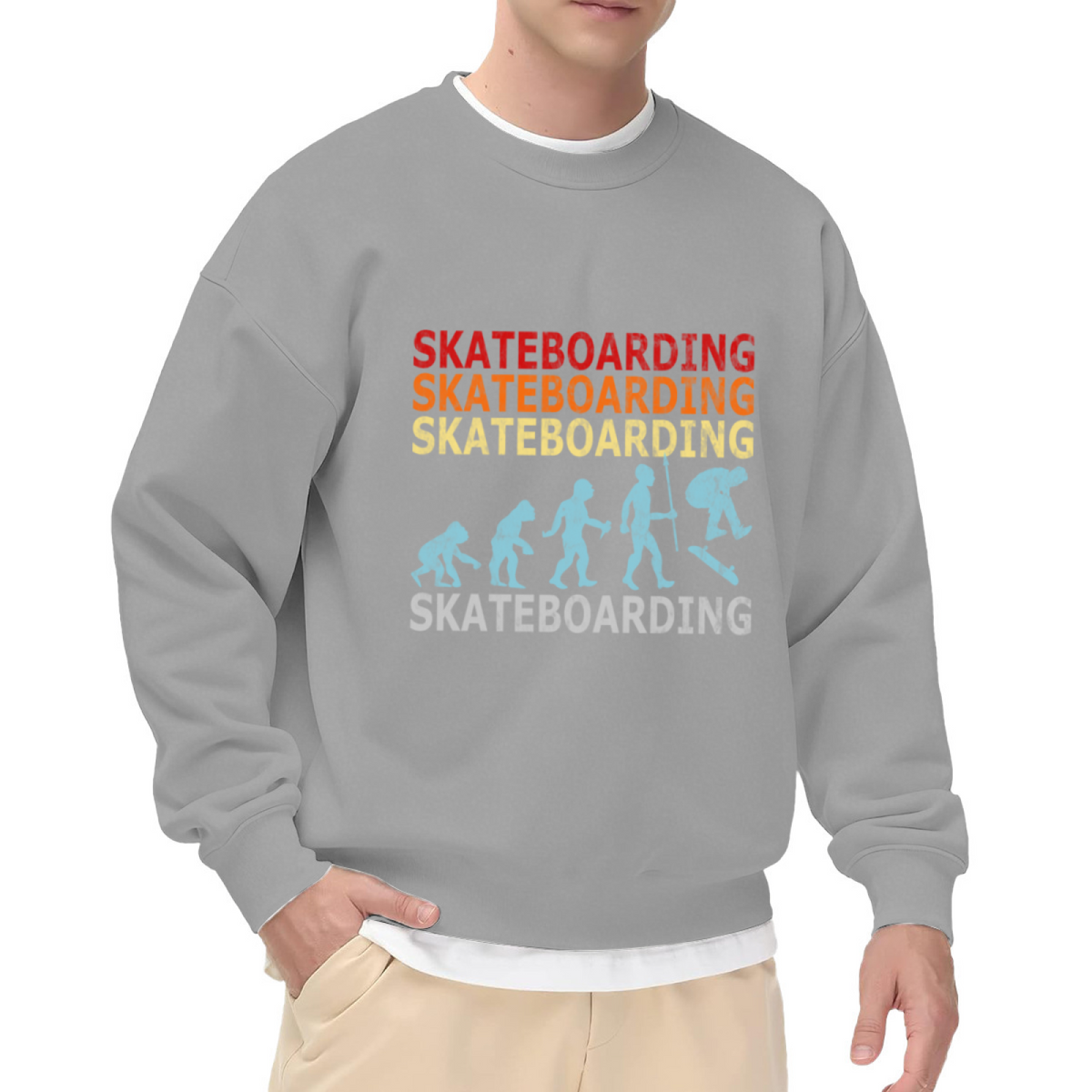 Skateboarding Evolution Retro Skater Crewneck Sweatshirt