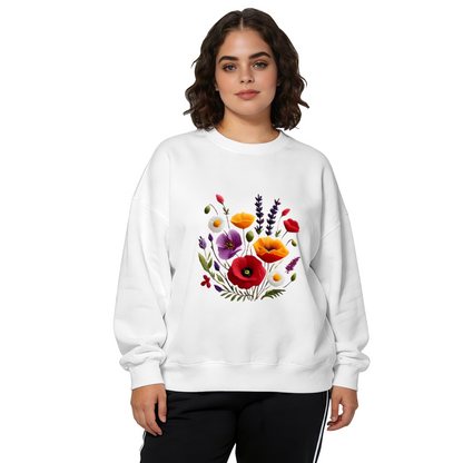 Colorful Mixed Wildflower Bouquet Art Print Crewneck Sweatshirt