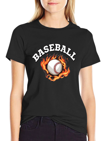 Baseball Flame Graphic Black T-Shirt