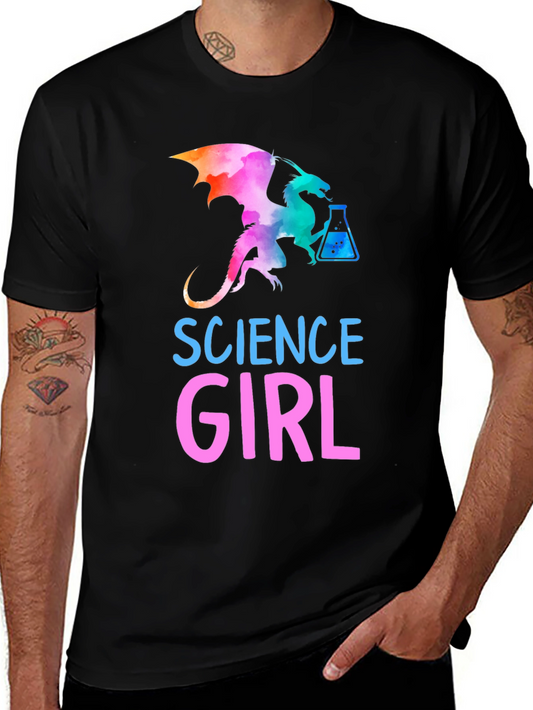 Science Girl Dragon T-Shirt Colorful Tee