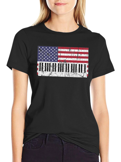 Patriotic Piano Keys Flag T-Shirt