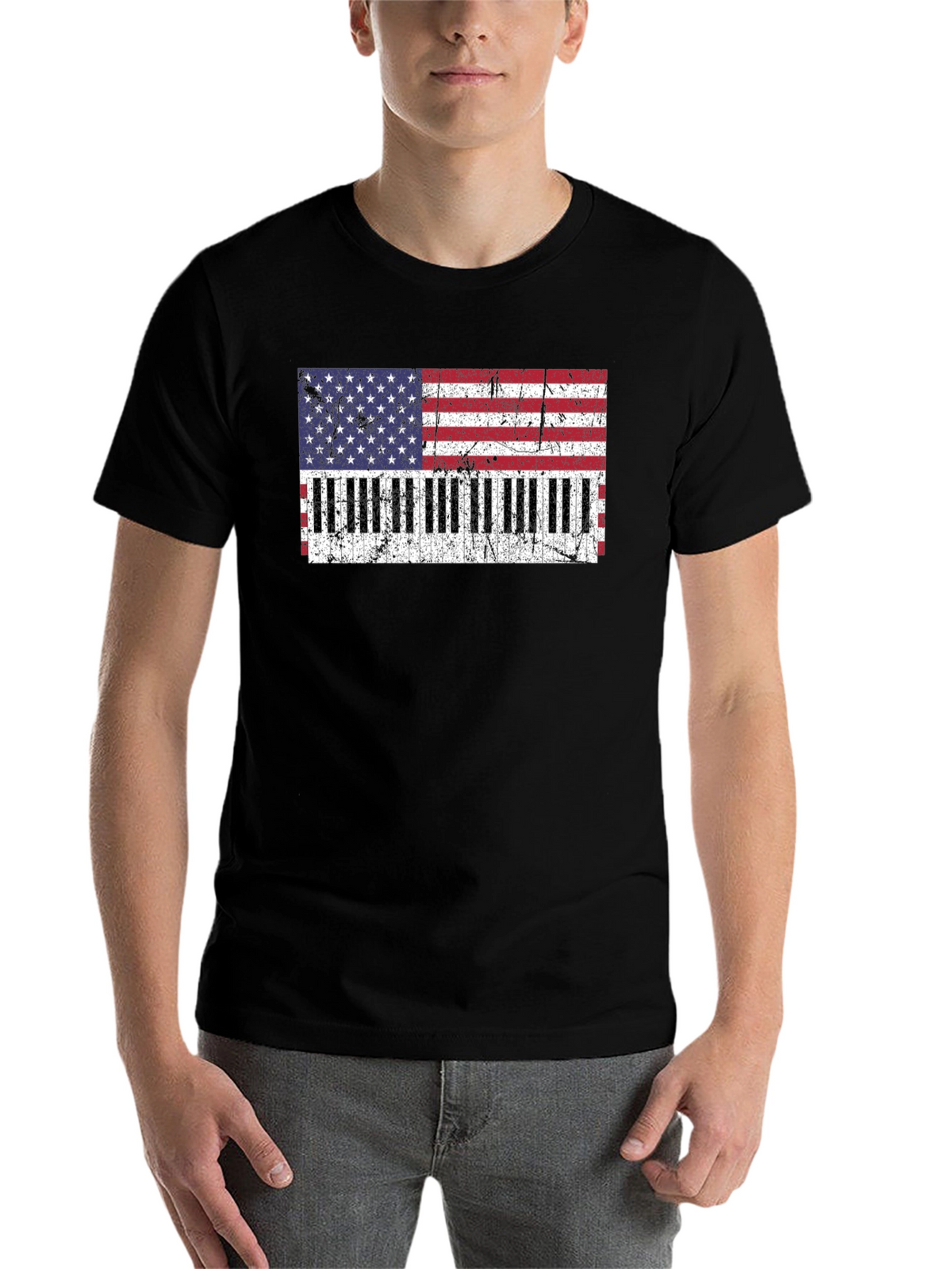 Patriotic Piano Keys Flag T-Shirt