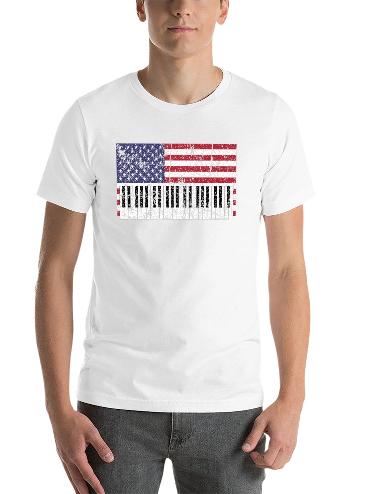 Patriotic Piano Keys Flag T-Shirt