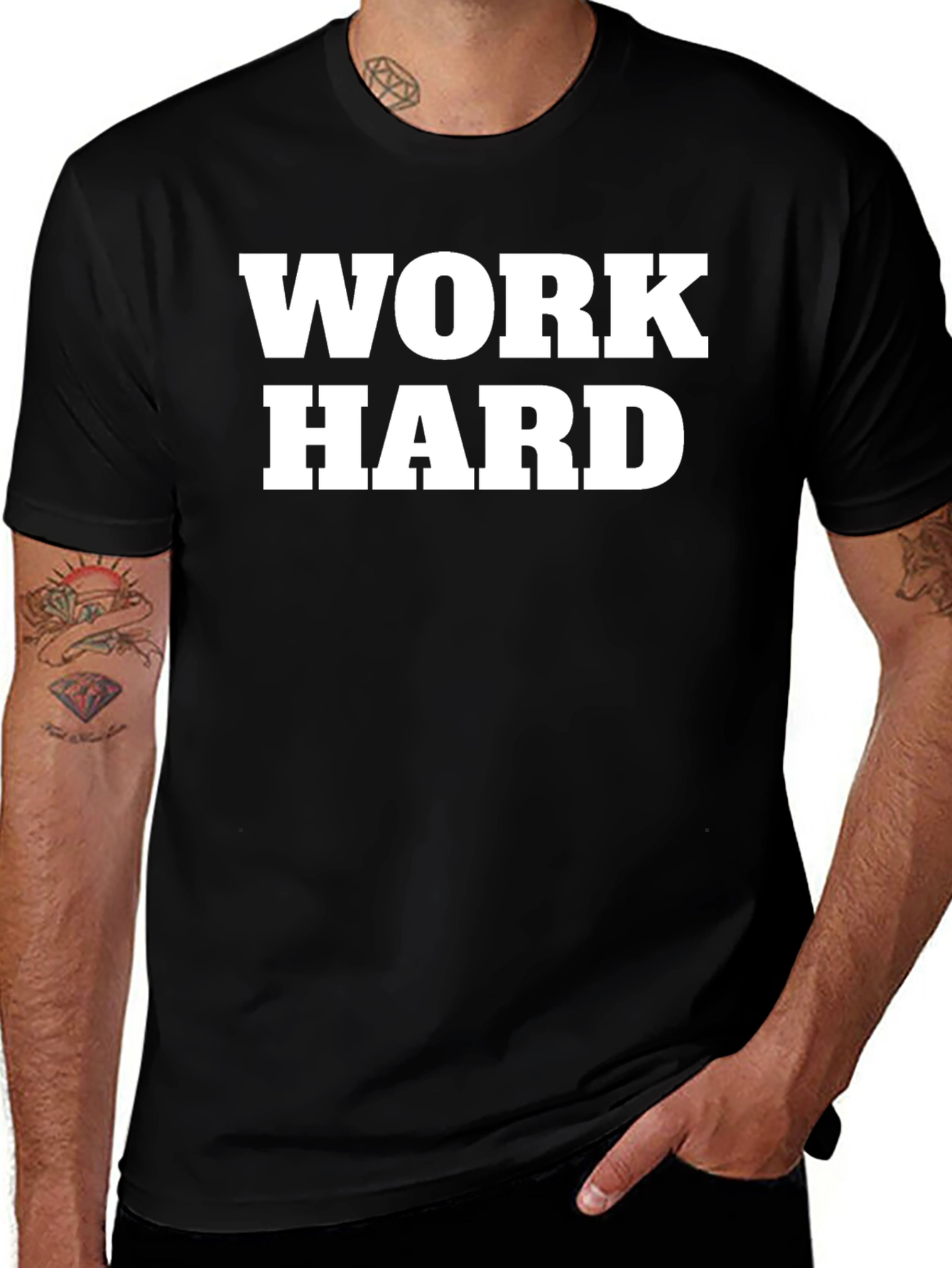 Work Hard Black Graphic T-Shirt