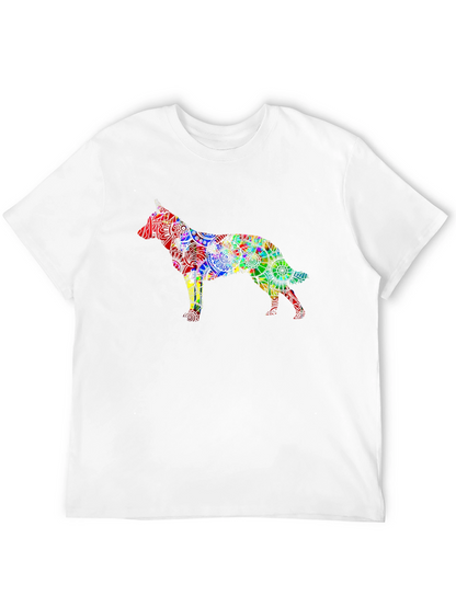 Dog Mandala Graphic Black T-Shirt