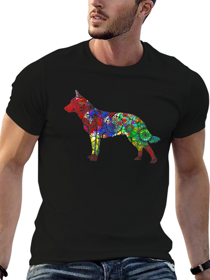 Dog Mandala Graphic Black T-Shirt
