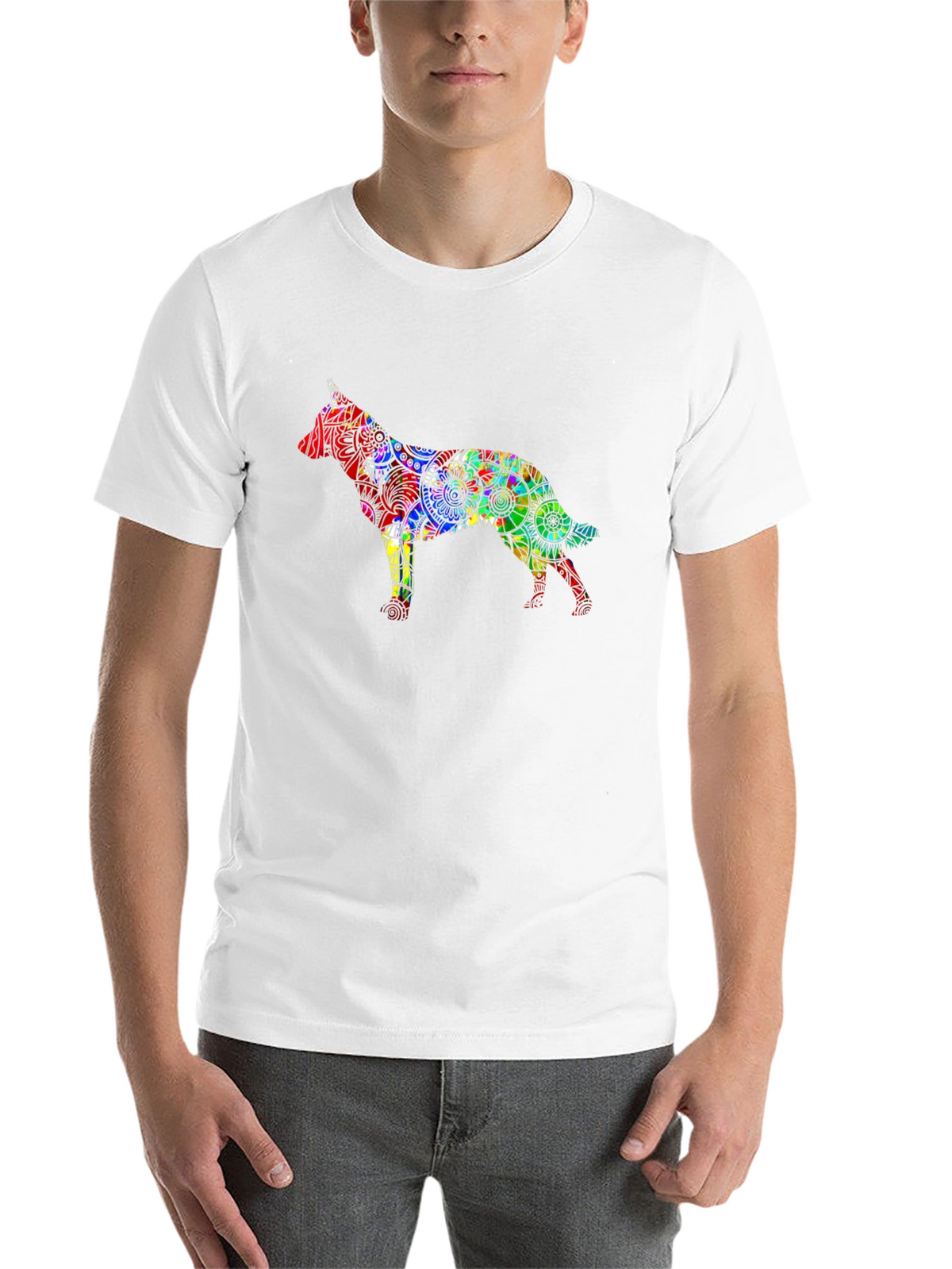 Dog Mandala Graphic Black T-Shirt