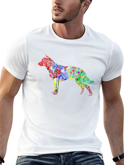 Dog Mandala Graphic Black T-Shirt