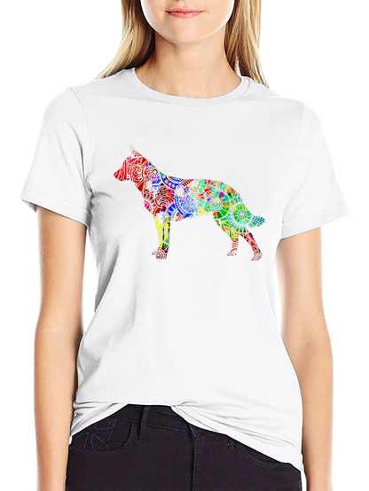 Dog Mandala Graphic Black T-Shirt