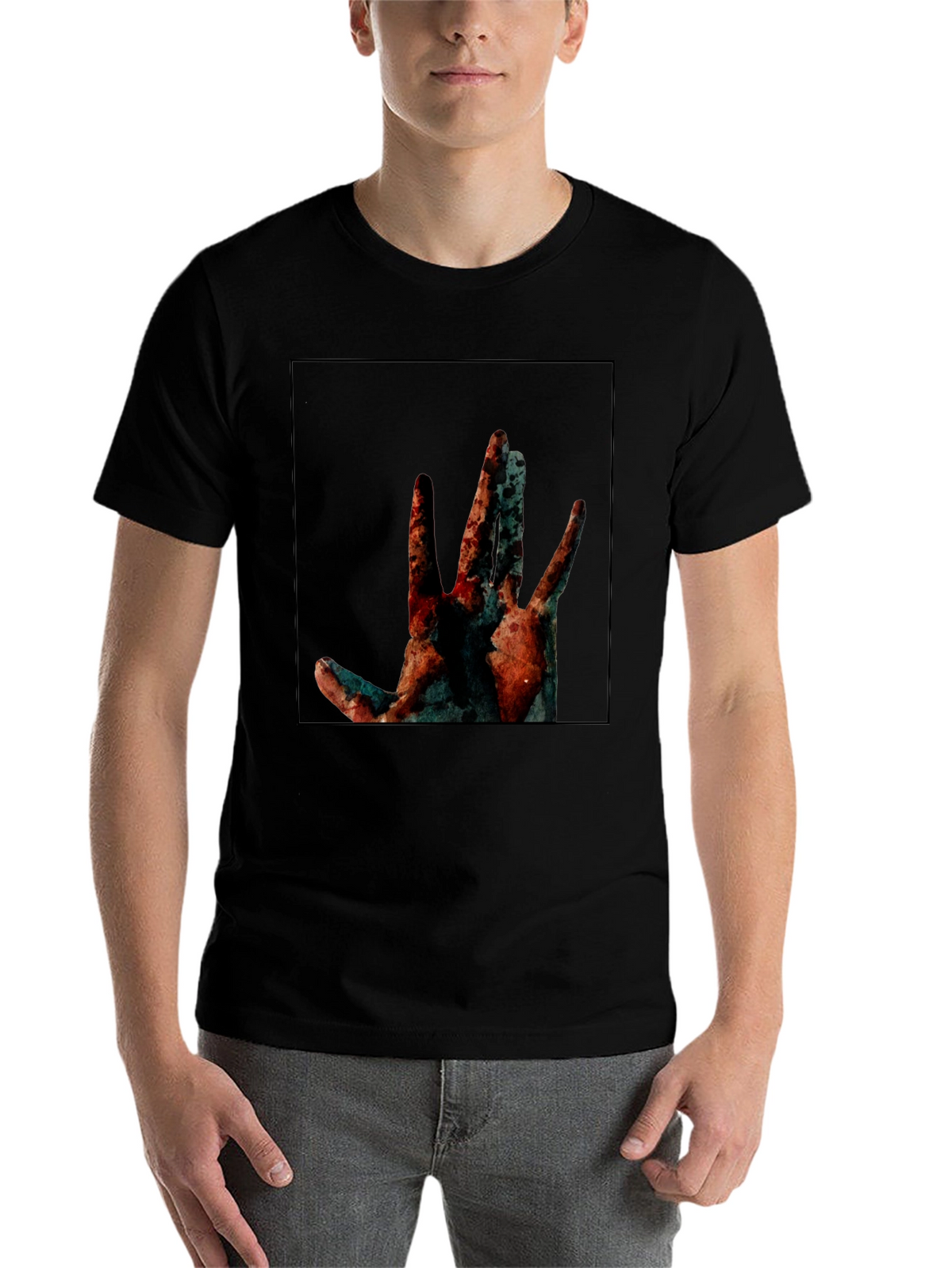 Abstract Hand Graphic Black T-Shirt