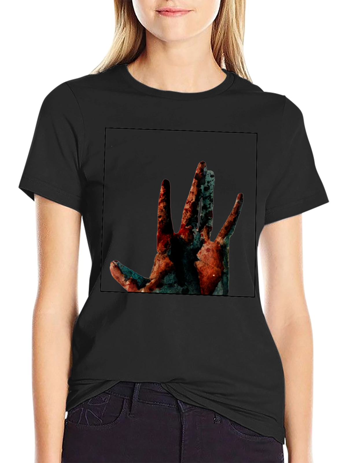 Abstract Hand Graphic Black T-Shirt