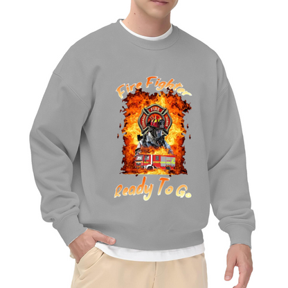 Firefighter Ready To Go Fire Flame Hero Graphic Crewneck Sweatshirt