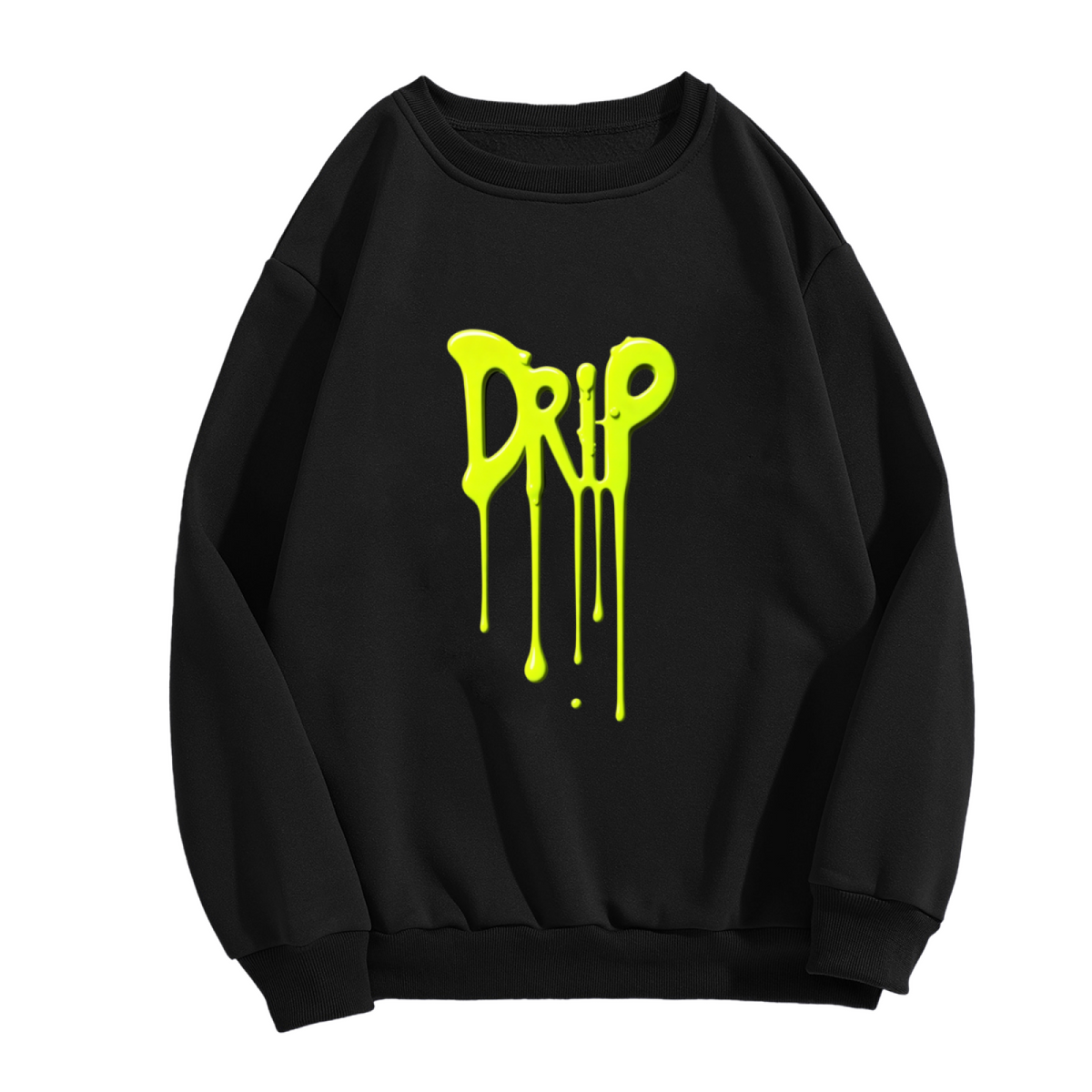Neon Green Drip Style DRIP Letter Print Crewneck Sweatshirt