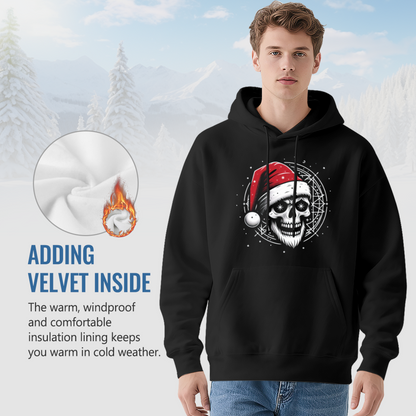 Santa Skull Christmas Dark Hoodie, Thick Comfort Holiday Street Sweatshirt